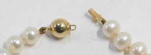 A cultured pearl single strand necklace, on an orb shaped clasp, yellow metal, marked 14K, 73cm... - 3
