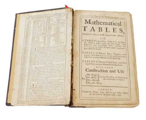 Briggs et al. Mathematical Tables Contrived after a Most Comprehensive Method, calf, printed for...