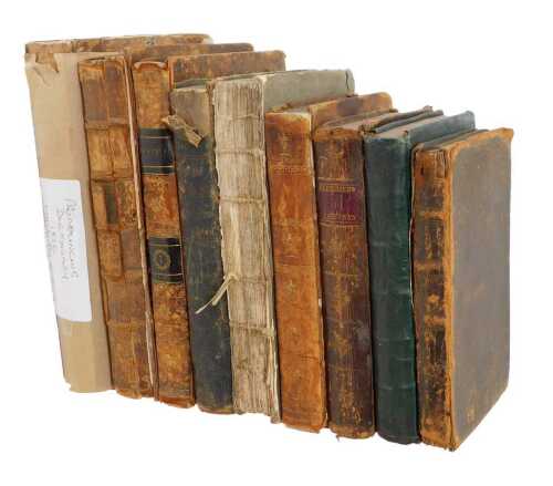A group of antiquarian leather and other bindings, to include The Spectator, volume 6, published...