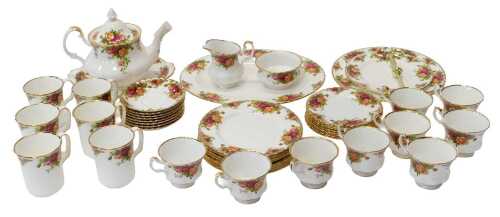 A group of Royal Albert porcelain Old Country Roses pattern porcelain teawares, to include a...