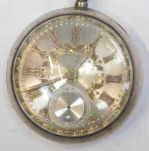 A Victorian silver pocket watch, with a silvered Roman numeric dial, with raised detail of... - 2