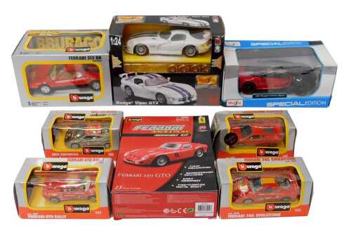 Maisto and other diecast cars, to include a Bugatti Chiron Sport, 1:24 scale, a Dodge Viper GT2,...