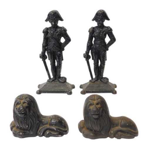 A pair of black painted cast metal doorstops, each modelled as a naval officer, 35cm high,...