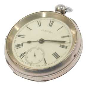 An A W Waltham Co silver cased pocket watch, the outer case with a vacant cartouche, with a...
