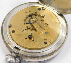 An A W Waltham Co silver cased pocket watch, the outer case with a vacant cartouche, with a... - 3