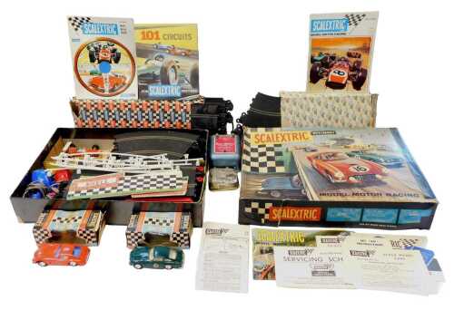Scalextric, to include set 60, various track, race cars in red and green, transformer, etc. (a...