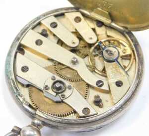 Two fob watches, comprising a Continental fob watch, with a white enamel Roman numeric dial and... - 3