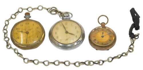 Three pocket watches, comprising a Smiths Empire stainless steel cased pocket watch, a Fides...