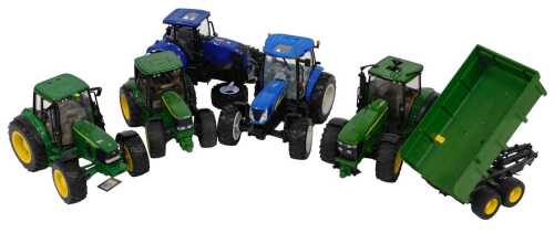 Various Bruder scale model tractors and trailers. (1 box)