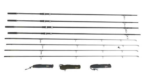 A set of four Nash Hooligan XS carp rods, including a spod rod, and three 2&frac34;lb test curve rods,...