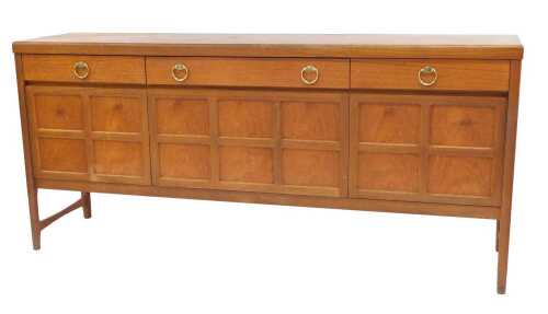 A Nathan teak "Squares" sideboard, the rectangular top above three drawers, with three panelled...
