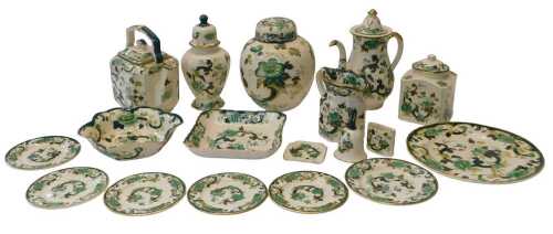 A group of Masons ironstone Chartreuse pattern wares, to include a ginger jar and cover, 25cm...