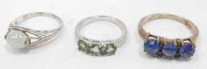 Ten stone set dress rings, each white metal stamped 925, to include imitation garnet, imitation... - 5