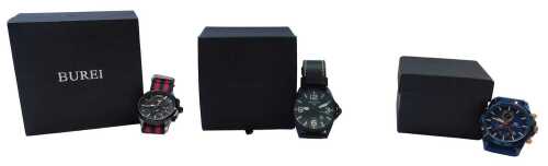 A gentleman's wristwatch, the dial stamped Burei, with original box and packaging, another...