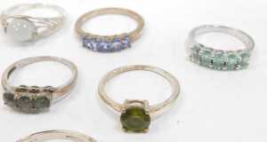 Twelve stone set dress rings, each white metal stamped 925, to include cz, pale green set stones,... - 3
