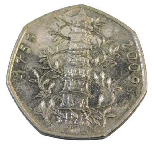 A 2009 Kew Gardens fifty pence coin.