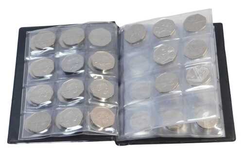 Twenty nine commemorative fifty pence coins, mainly from 2011 and relating to Olympic sports, a...
