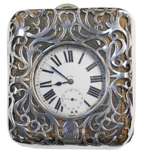 An early 20thC steel cased Goliath pocket watch, the circular white enamel dial bearing Roman...