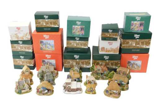 A group of Lilliput Lane cottages, all boxed, including Whistle Stop Gallery, Mrs Pinkerton's...