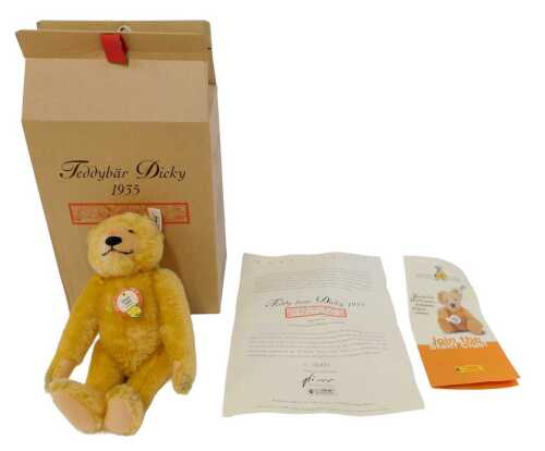 A Steiff Teddy bear Dickie, blonde mohair, 25cm high, boxed.