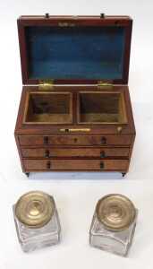 A 19thC burr walnut novelty writing chest, the hinged lid enclosing two ink pots, the front with... - 5