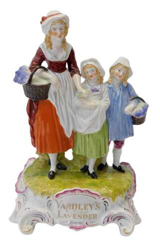 A Yardley's Old English Lavender pottery advertising figure group, 31cm high.