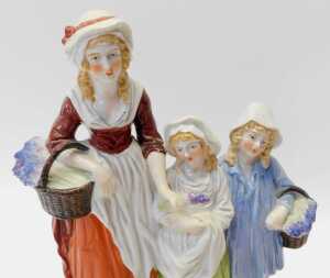 A Yardley's Old English Lavender pottery advertising figure group, 31cm high. - 2