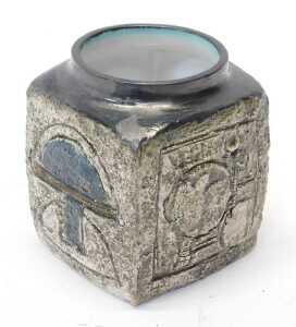 A Troika pottery marmalade jar, with incised differing patterns to each side, signed Troika,... - 2