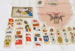 Various silk cigarette cards, together with two World War I silk postcards, embroidered silk... - 2