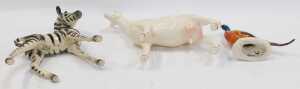 A West German figure of a zebra, printed marks, 14cm high, together with a Beswick pheasant, and... - 2