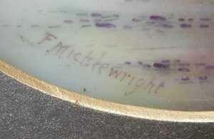 A Paragon porcelain plaque, painted with a river landscape, by F Micklewright, 12cm diameter, in... - 3