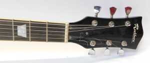 A Rockburn electric guitar, in black, with a mother of pearl inlaid finger board, 103cm high. - 2