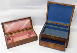 A 19thC oak workbox, the hinged lid with brass plaque initialled CMC, 35cm wide, and a 19thC... - 3