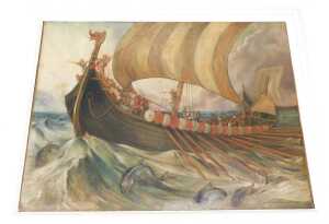 Frederick Weekes (1833-1920). The Coming of the English, AD450, oil on canvas, presented to... - 4