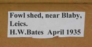 HW Bates (20thC). Fowl Shed near Blaby Leicester, watercolour, unsigned, attributed verso, 24cm... - 4