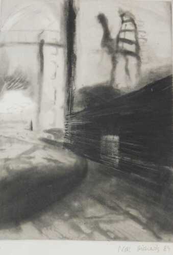 Nicholas Richards (20thC). Industrial scene, artist proof, signed and dated (19)84, 26cm x 17cm.