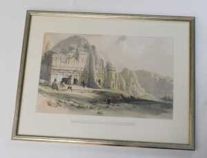After David Roberts (1796-1864). Petra showing the upper end of the valley, bookplate engraving,... - 2