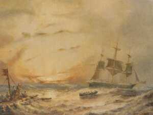 John Taylor Allerston (1828-1914). Ships and boats in a storm, oil on canvas, signed and dated...