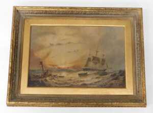 John Taylor Allerston (1828-1914). Ships and boats in a storm, oil on canvas, signed and dated... - 2