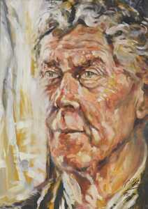 Mike Helmy (20thC). Portrait of a gentleman, head profile, oil on board, signed and dated (19)95,...