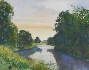 Alan Turner (20thC). The Teviot near Ancrum Evening, watercolour, signed and dated 1983, label...
