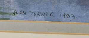 Alan Turner (20thC). The Teviot near Ancrum Evening, watercolour, signed and dated 1983, label... - 4