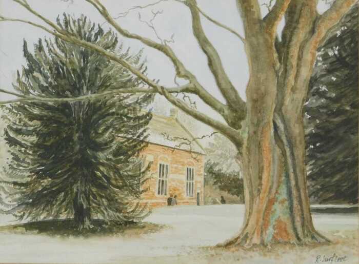 Rosemary Surfleet. Oakham Old School, watercolour, signed, labelled verso, 23cm x 28cm.