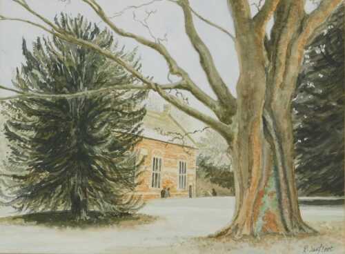Rosemary Surfleet. Oakham Old School, watercolour, signed, labelled verso, 23cm x 28cm.