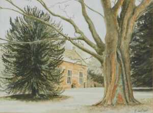 Rosemary Surfleet. Oakham Old School, watercolour, signed, labelled verso, 23cm x 28cm.