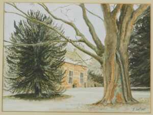 Rosemary Surfleet. Oakham Old School, watercolour, signed, labelled verso, 23cm x 28cm. - 2