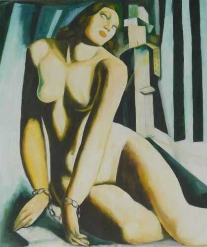 After De Lempicka. Andromeda The Slave, on canvas, 61cm x 52cm.