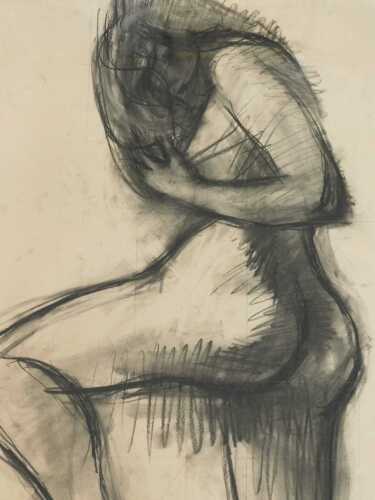 20thC School. Nude figure of a lady, charcoal, unsigned, 57cm x 40cm.