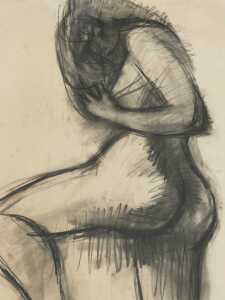 20thC School. Nude figure of a lady, charcoal, unsigned, 57cm x 40cm.