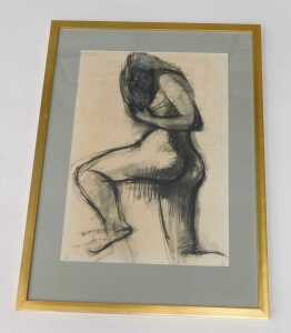 20thC School. Nude figure of a lady, charcoal, unsigned, 57cm x 40cm. - 2